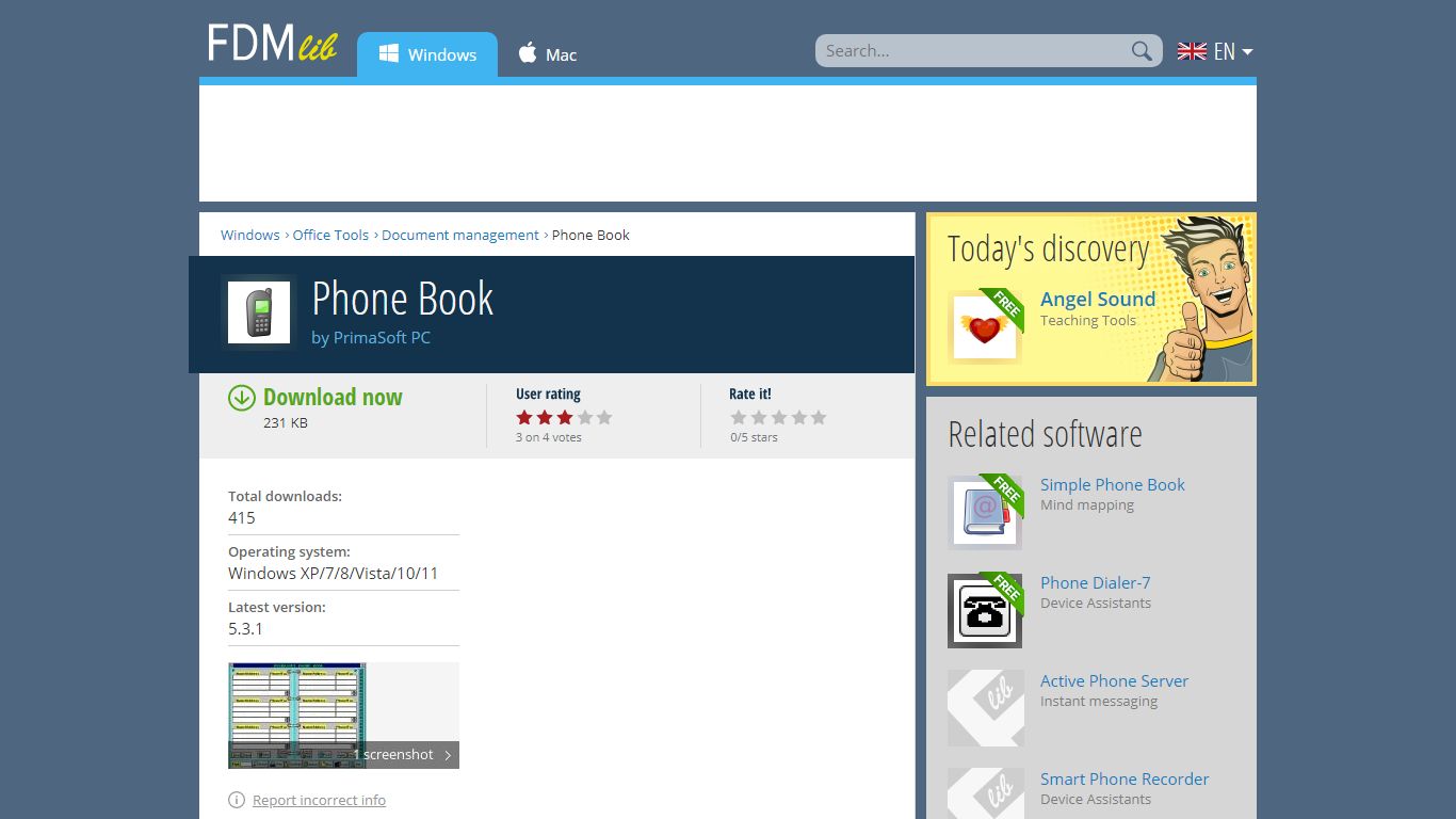 Phone Book (free version) download for PC - FreeDownloadManager